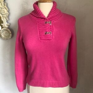 Lauren Ralph Lauren Hot Pink Cotton Sweater w/shawl collar w/sliver clasp SizeXS